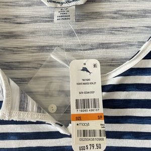 Tommy Bahama 3/4 Sleeve Viento Waves Henley in Ocean Deep Stripe sz S - NEW